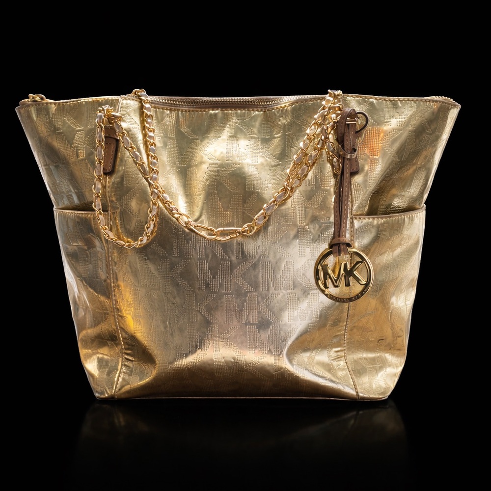 Michael Kors Jet Set East West Mirror Metallic Tote Bag